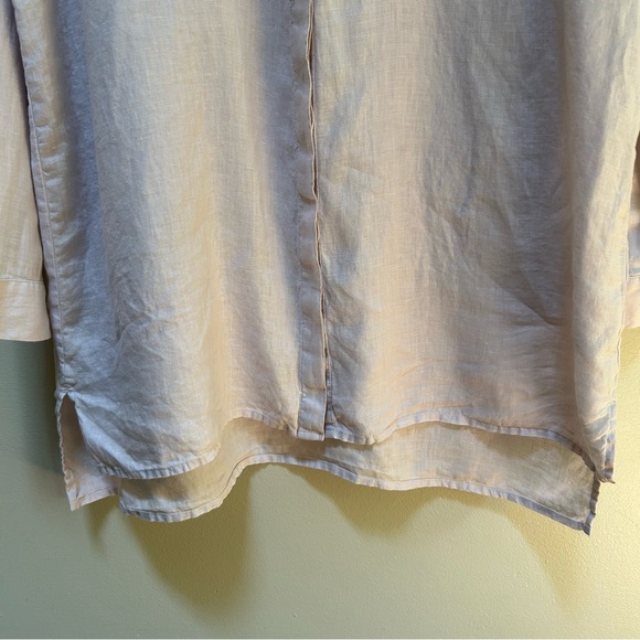 Eileen Fisher ~Pale Lavender Organic Linen Long Sleeve Button Front Tunic-Small - Picture 5 of 11